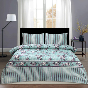 Harbor Mist Cotton Printed Bedsheet Set