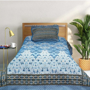 Zircon Sky Blue Multani Bed Sheet Set