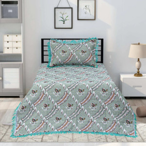 Mora Light Seagreen Multani Bedsheet Set